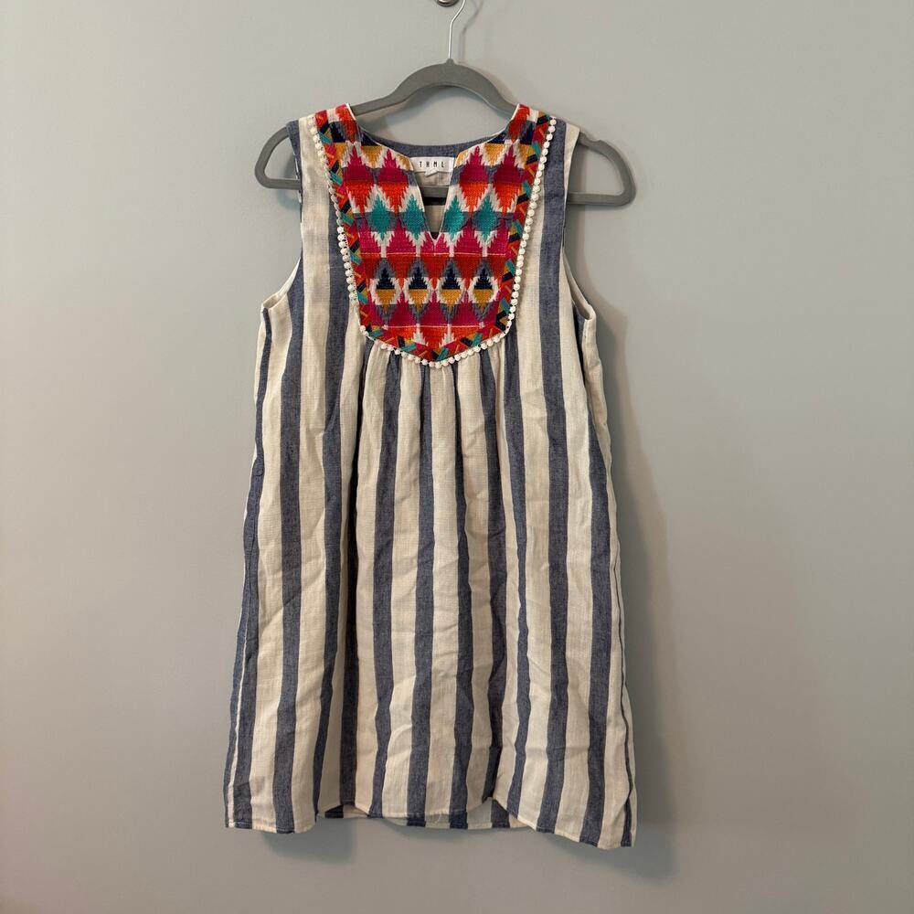 THML size small sleeveless sundress with multi color embroider detail